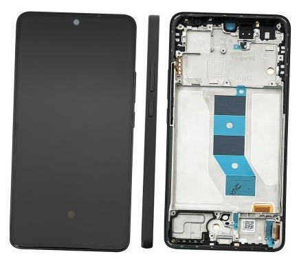 Ekranas Xiaomi Redmi Note 14 5G su lietimui jautriu stikliuku ir rėmeliu Midnight Black originalus (service pack)