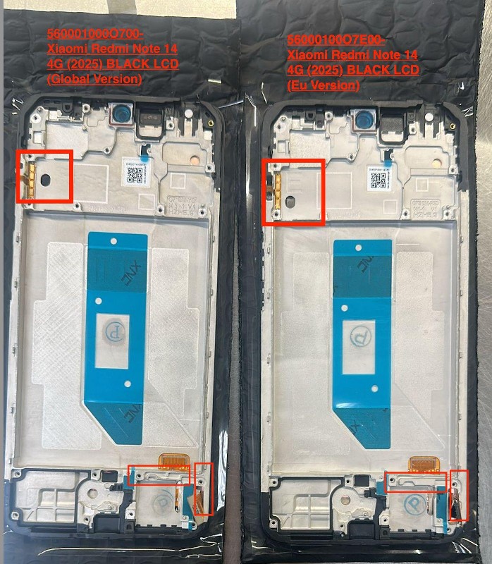 Ekranas Xiaomi Redmi Note 14 4G (Global, FZ4, JG1) su lietimui jautriu stikliuku ir rėmeliu Black OLED