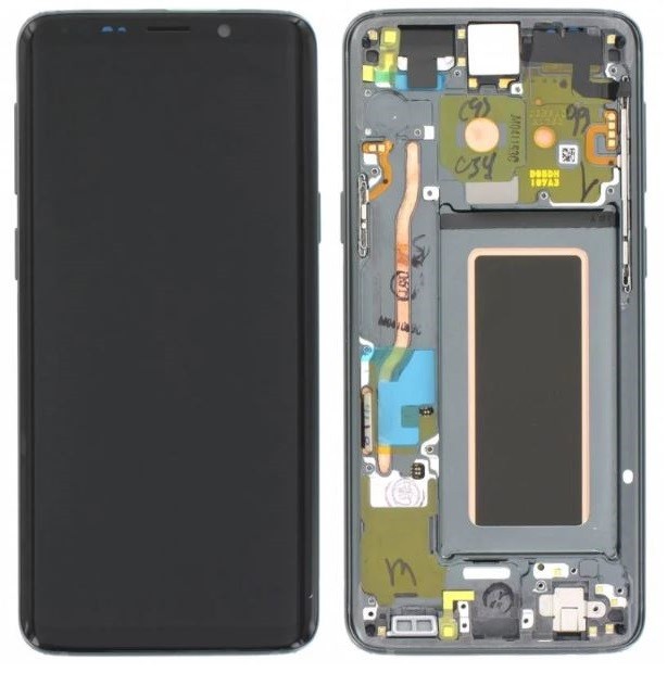 Ekranas Samsung G960F S9 su lietimui jautriu stikliuku ir rėmeliu Titanium Grey originalus (service pack)