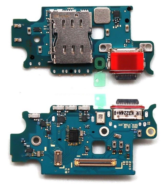 Lanksčioji jungtis Samsung S916 S23 Plus su įkrovimo kontaktu, mikrofonu, SIM lizdu originali (used Grade A)
