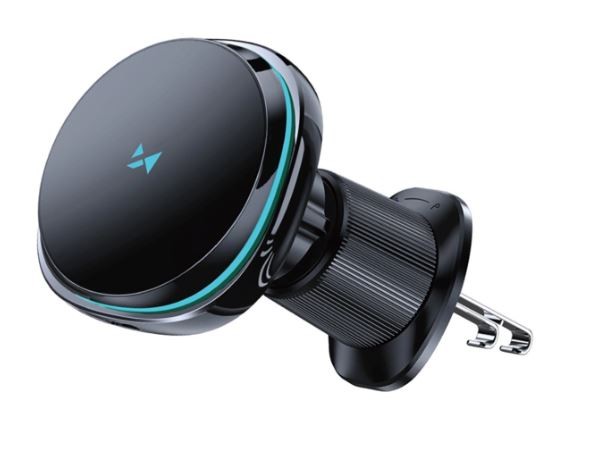 Belaidis automobilinis įkroviklis-laikiklis Wozinsky (WCT5-6S2Y) Magnetic (MagSafe 15W) tvirtinamas ant ventiliacijos grotelių juodas
