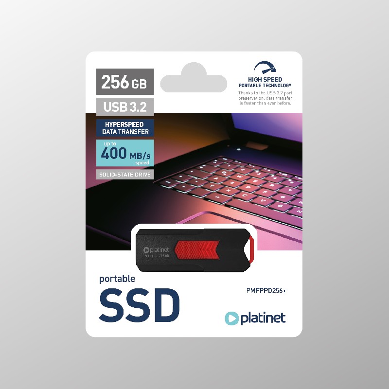 Atmintinė SSD Platinet USB 256GB (USB 3.2; 400MB/s)
