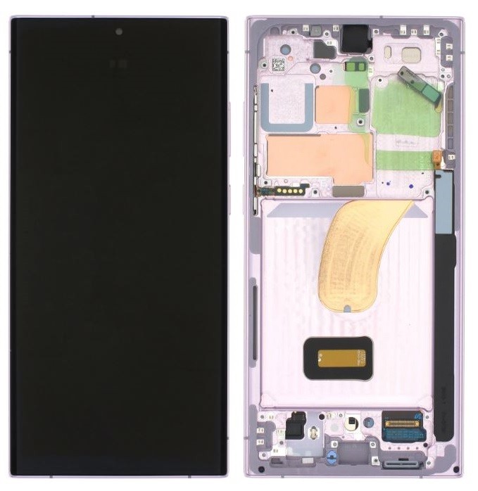 Ekranas Samsung S918 S23 Ultra 5G su lietimui jautriu stikliuku ir rėmeliu Lavender originalus (assembled service pack)