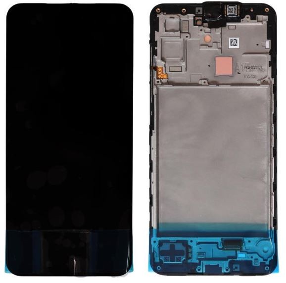 Ekranas Samsung A175 A17 4G su lietimui jautriu stikliuku ir rėmeliu Black originalus (service pack)