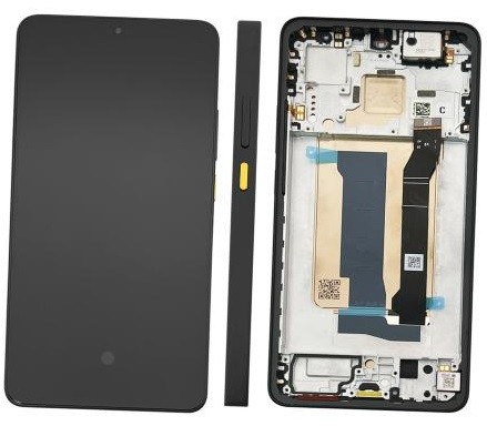 Ekranas Xiaomi Poco X7 Pro 5G su lietimui jautriu stikliuku ir rėmeliu Yellow originalus (service pack)