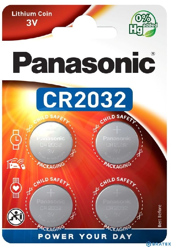 Ličio baterijos PANASONIC 3V CR2032 (4vnt)