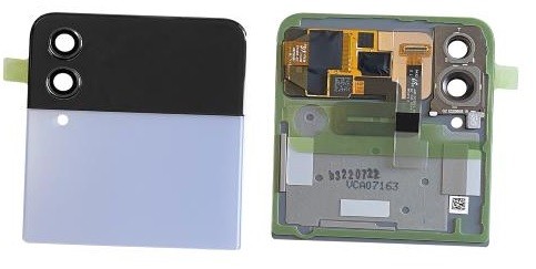 Ekranas Samsung F721 Z Flip4 5G su lietimui jautriu stikliuku ir rėmeliu išorinis (Outer) Blue originalus (used Grade B)