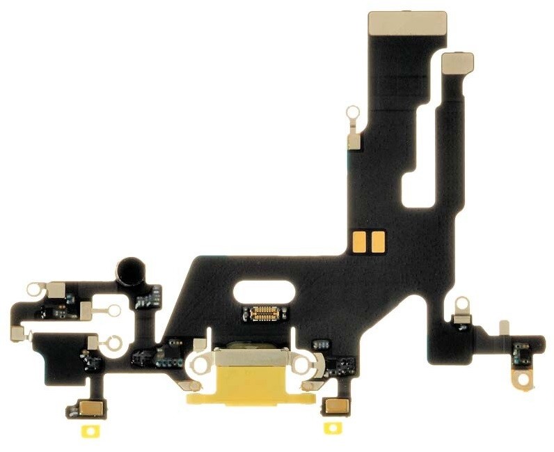 Lanksčioji jungtis skirta iPhone 11 įkrovimo kontaktų, su mikrofonu Yellow originali (used Grade A)