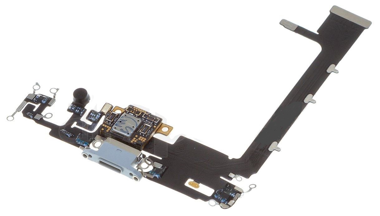 Lanksčioji jungtis skirta iPhone 11 Pro Max įkrovimo kontaktų, su mikrofonu Silver originali (used Grade A)