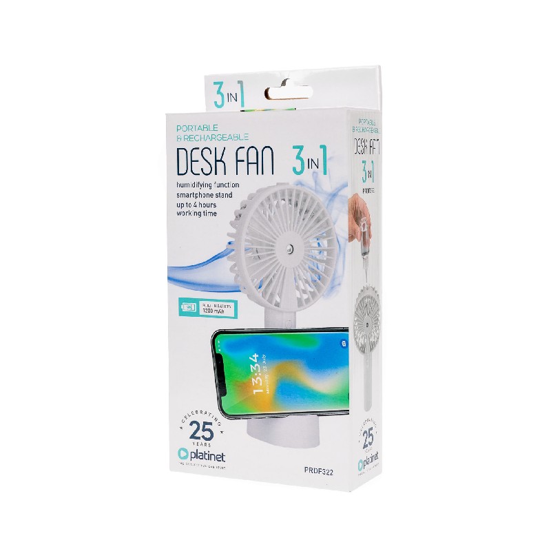 Platinet stalinis ventiliatorius (oro drėkintuvas 1200mAh 3w) baltas
