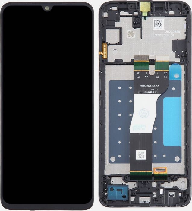 Ekranas Samsung A057 A05S 2023 su lietimui jautriu stikliuku Black ir rėmeliu originalus (used Grade B)