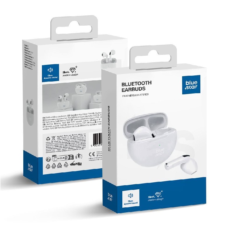 Belaidė laisvų rankų įranga Blue Star (TX3) TWS baltas