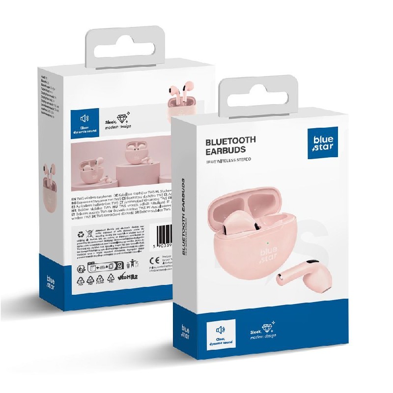 Belaidė laisvų rankų įranga Blue Star (TX3) TWS rožinė