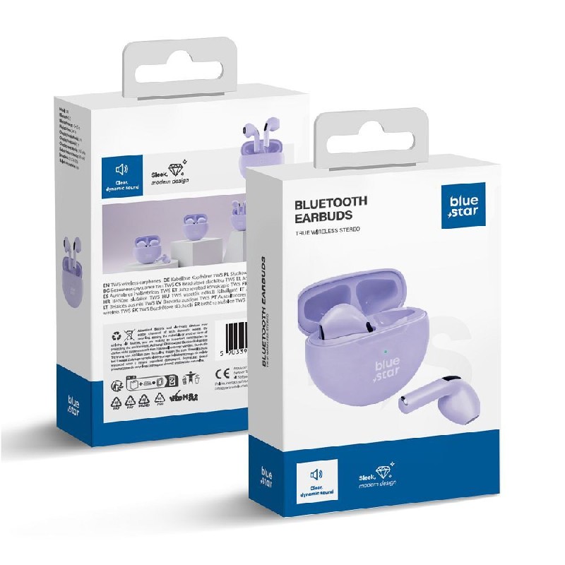 Belaidė laisvų rankų įranga Blue Star (TX3) TWS violetinė