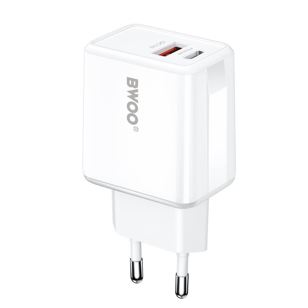 BWOO wall įkroviklis CDA182 QC 38W 1x USB-A + 1x USB-C baltas