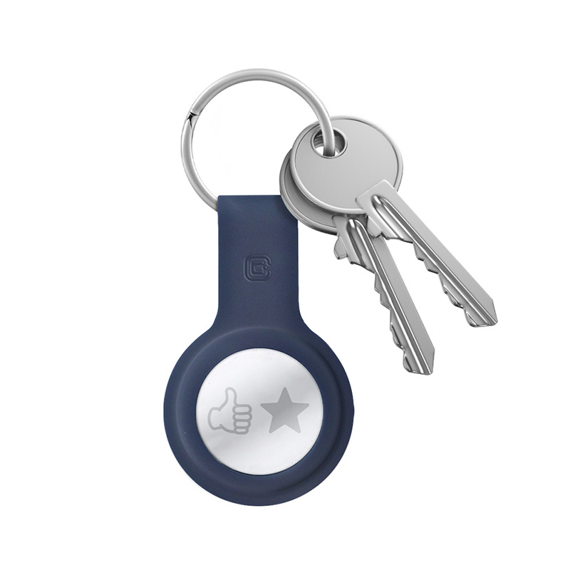 Crong Silicone dėklas with raktų pakabukas – apsauginis keychain dėklas Apple AirTag 1/2 (tamsiai mėlynas)