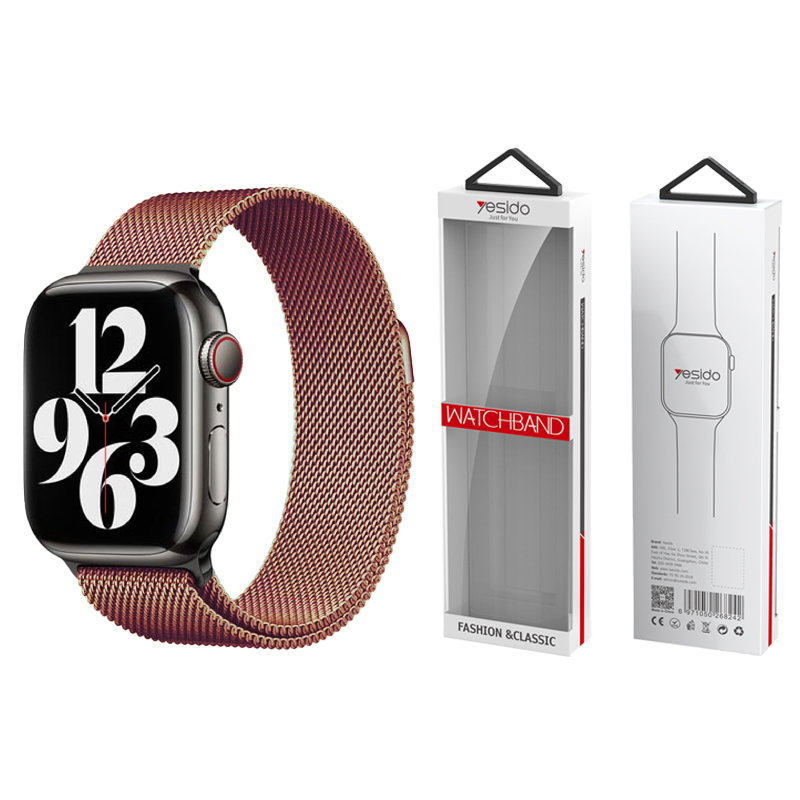 YESIDO WB22 Apple Watch magnetinis nerūdijančio plieno dirželis (42/44/45/49) rožinis auksas
