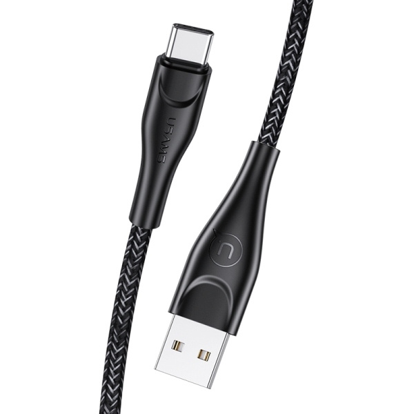 USAMS Laidas pintas U41 USB-C 1m 2A juodas SJ392USB01 (US-SJ392) greitas įkrovimas
