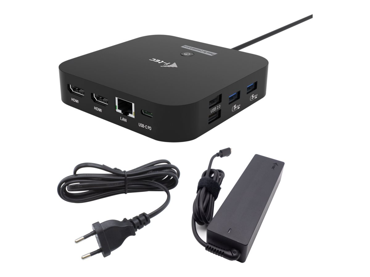 I-TEC USB-C dvigubas HDMI prijungimo stotis su įkrovikliu