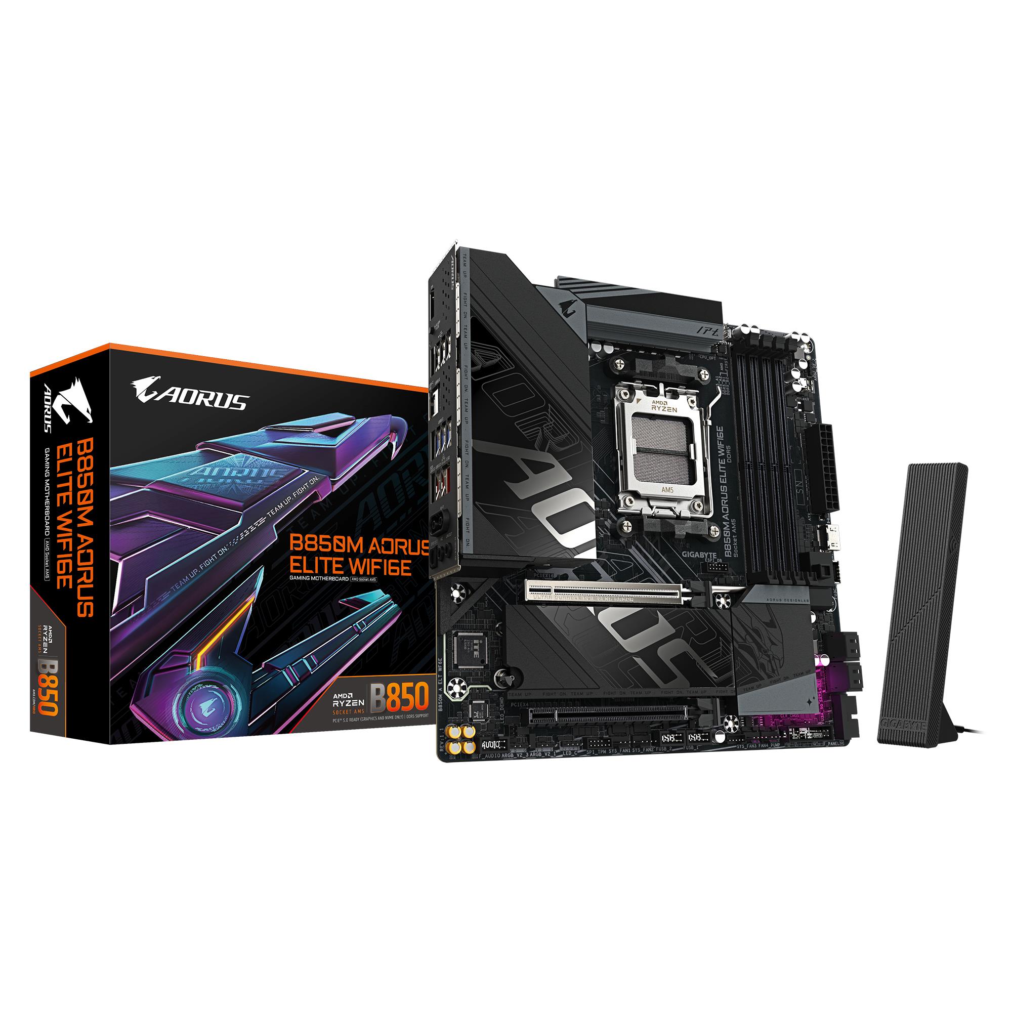 Pagrindinė plokštė GIGABYTE B850M AORUS ELITE WiFi6E AMD B850 Socket AM5 Micro-ATX DDR5
