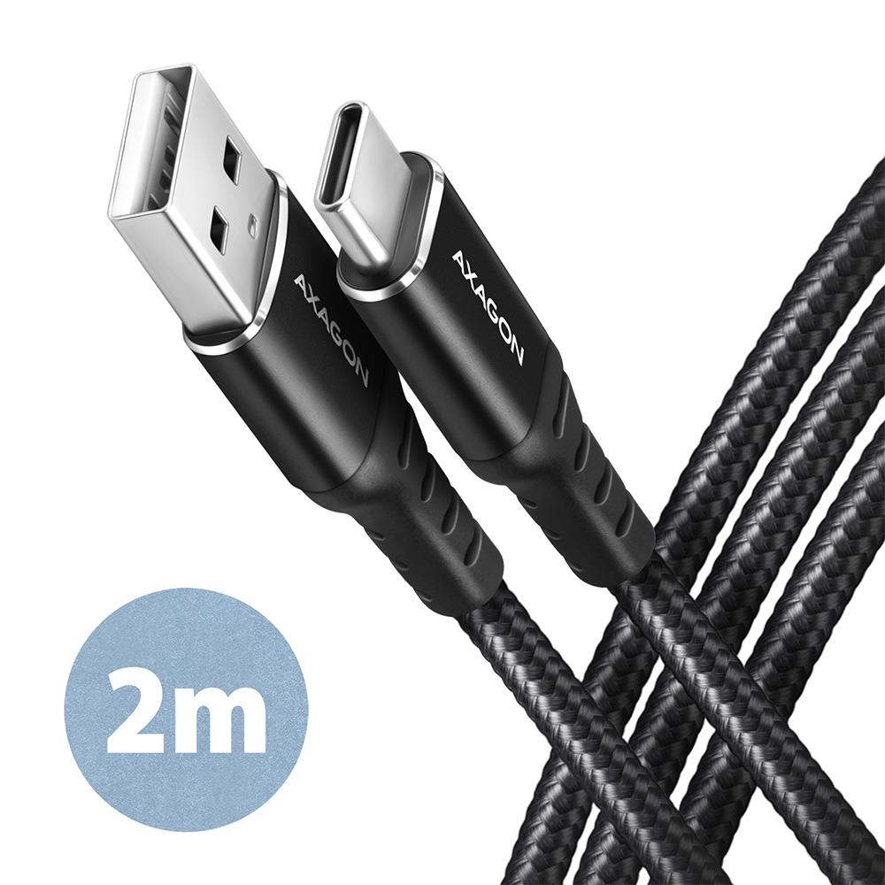 Axagon USB-C į USB2.0 laidas 2m juodas BUCM-AM20AB