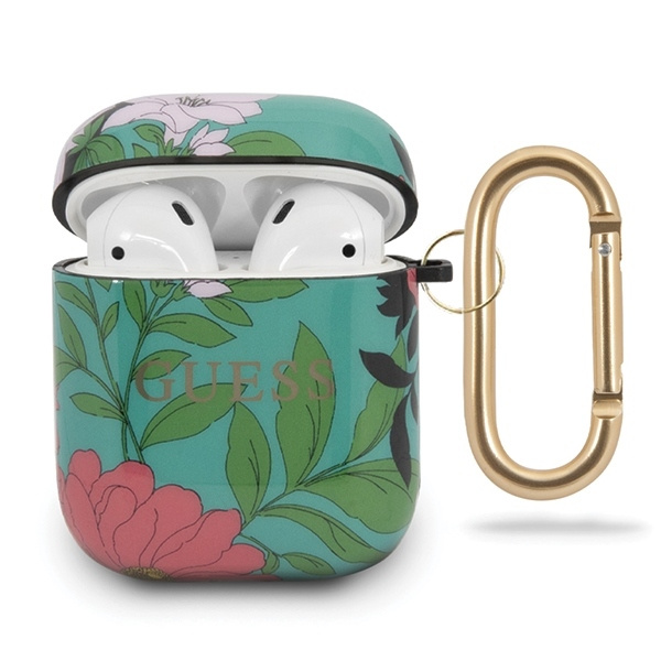 Guess GUACA2TPUBKFL01 AirPods 1/2 dėklas žalias N.1 Flower Collection