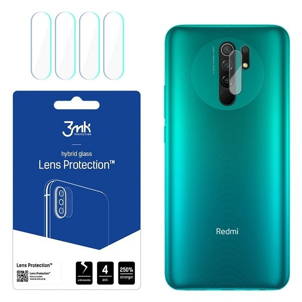 Hibridinis stiklas 3MK Hibridinis stiklas kameros XIAOMI REDMI 9 skirtas kamerai 4 vnt.