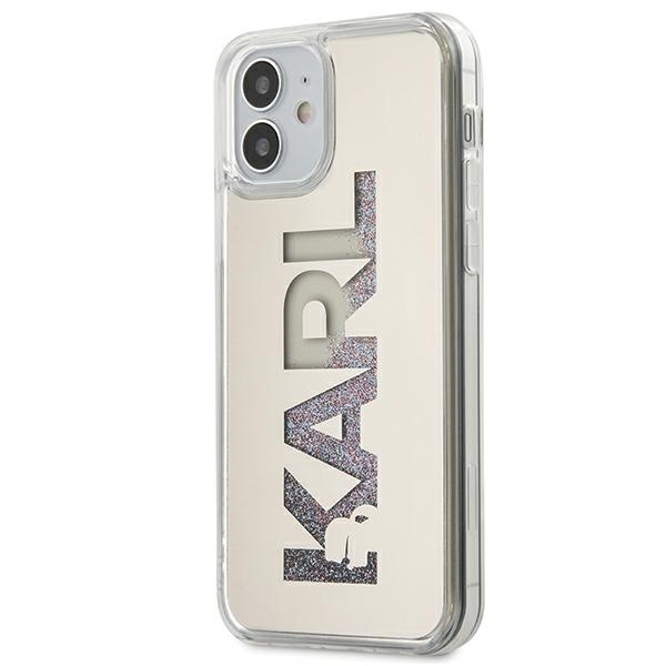 KARL LAGERFELD KLHCP12SKLMLGR IPHONE 12 MINI 5.4 "sidabrinis Kietas dėklas MIRROR LIQUIDR KARL