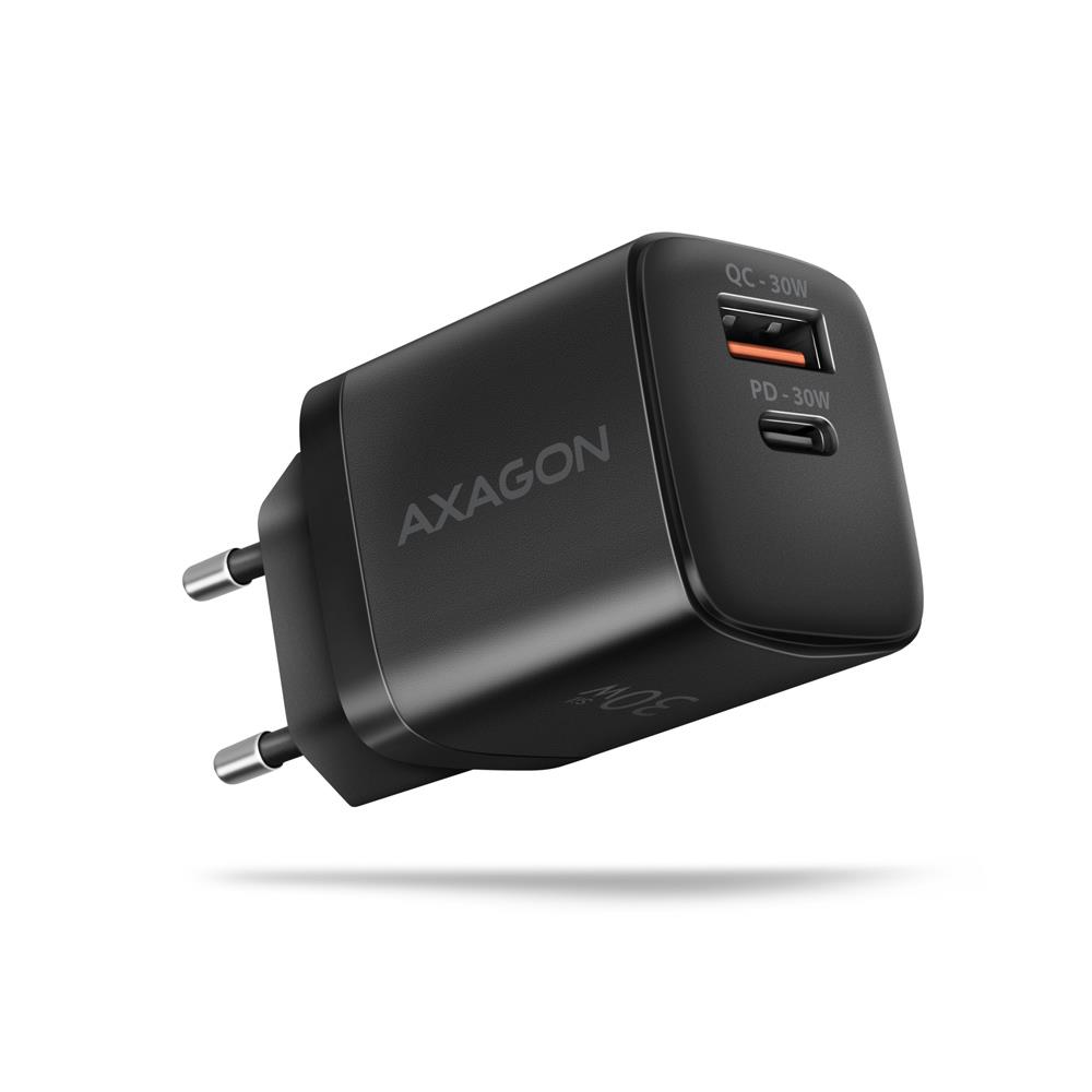 Axagon sieninis USB įkroviklis 30W 2 jungtys juodas