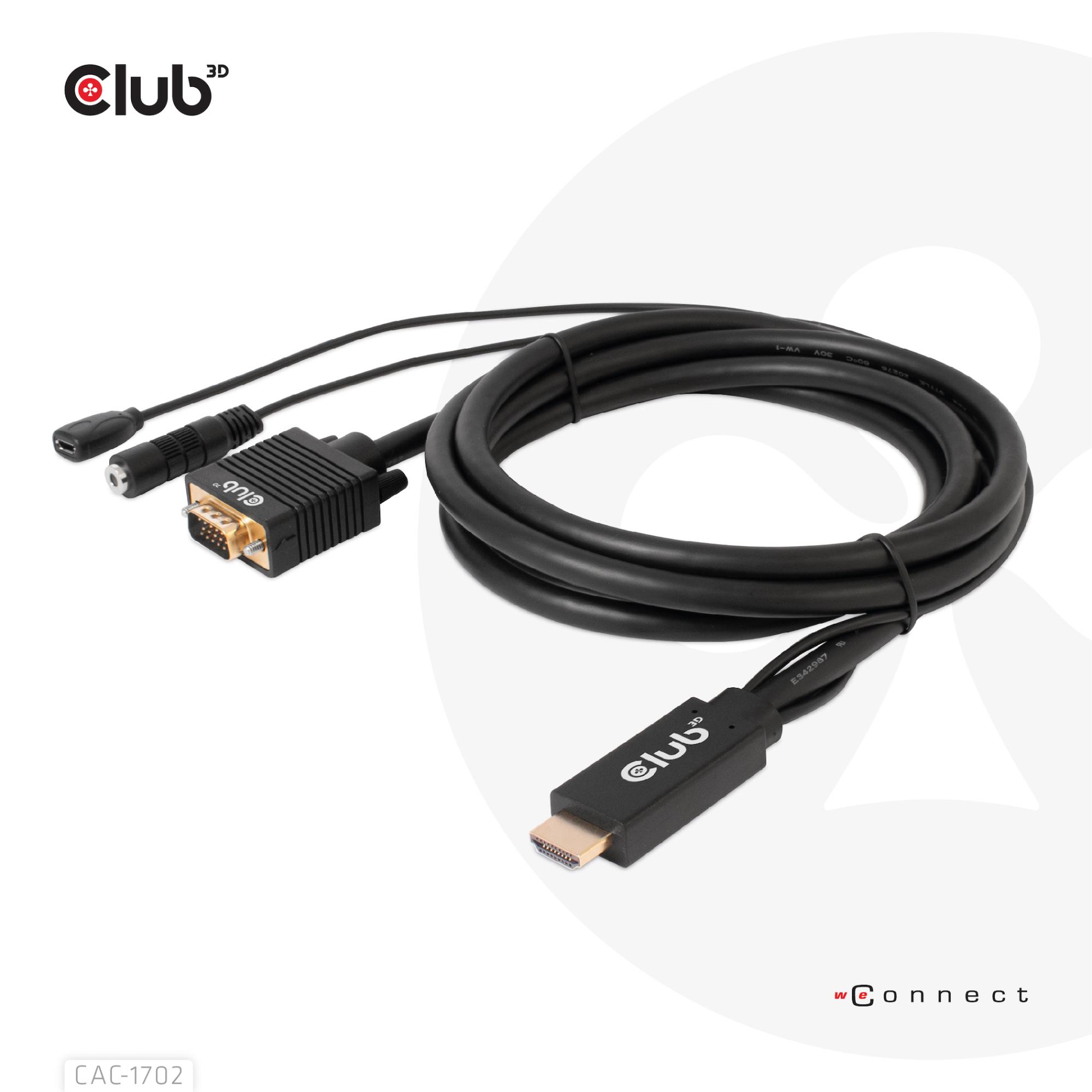 HDMI į VGA laidas 2m CAC-1712 Club3D