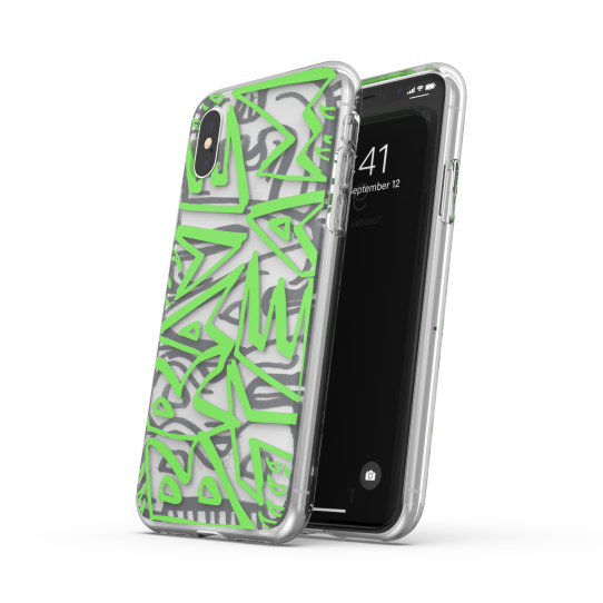 DIESEL Skaidrus dėklas Snap AOP FW20 IPHONE X/XS juodas/žalias