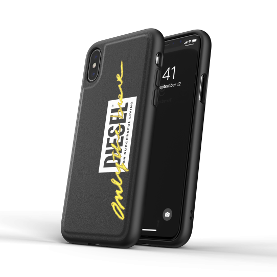 DIESEL Formuotas dėklas su siuvinėjimu IPHONE X/XS juodas/geltonas
