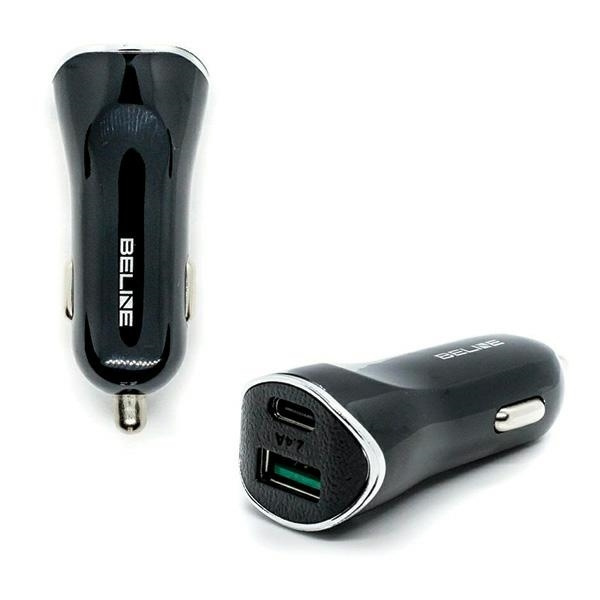 Beline Automobilinis įkroviklis 1xUSB i 1xUSB-C 5A 30W juodas (tik galvutė)