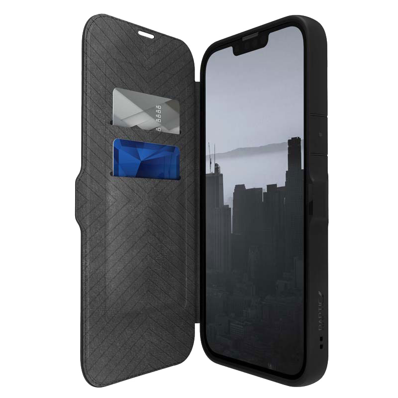 Raptic X-Doria Urban Folio dėklas iPhone 14 Plus atveriamas juoda danga