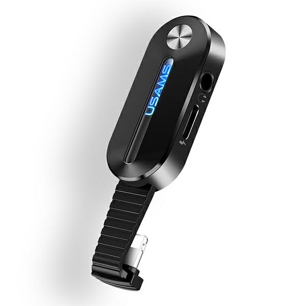 USAMS Adapteris AU10 2W1 LIGHTING - 3.5MM + LIGHTING LED juodas