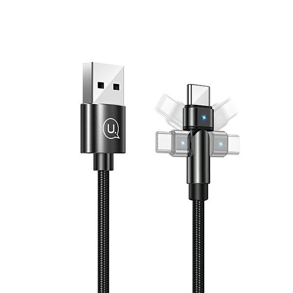 USAMS Sukamas pintas laidas U60 2A USB-C 1M juodas