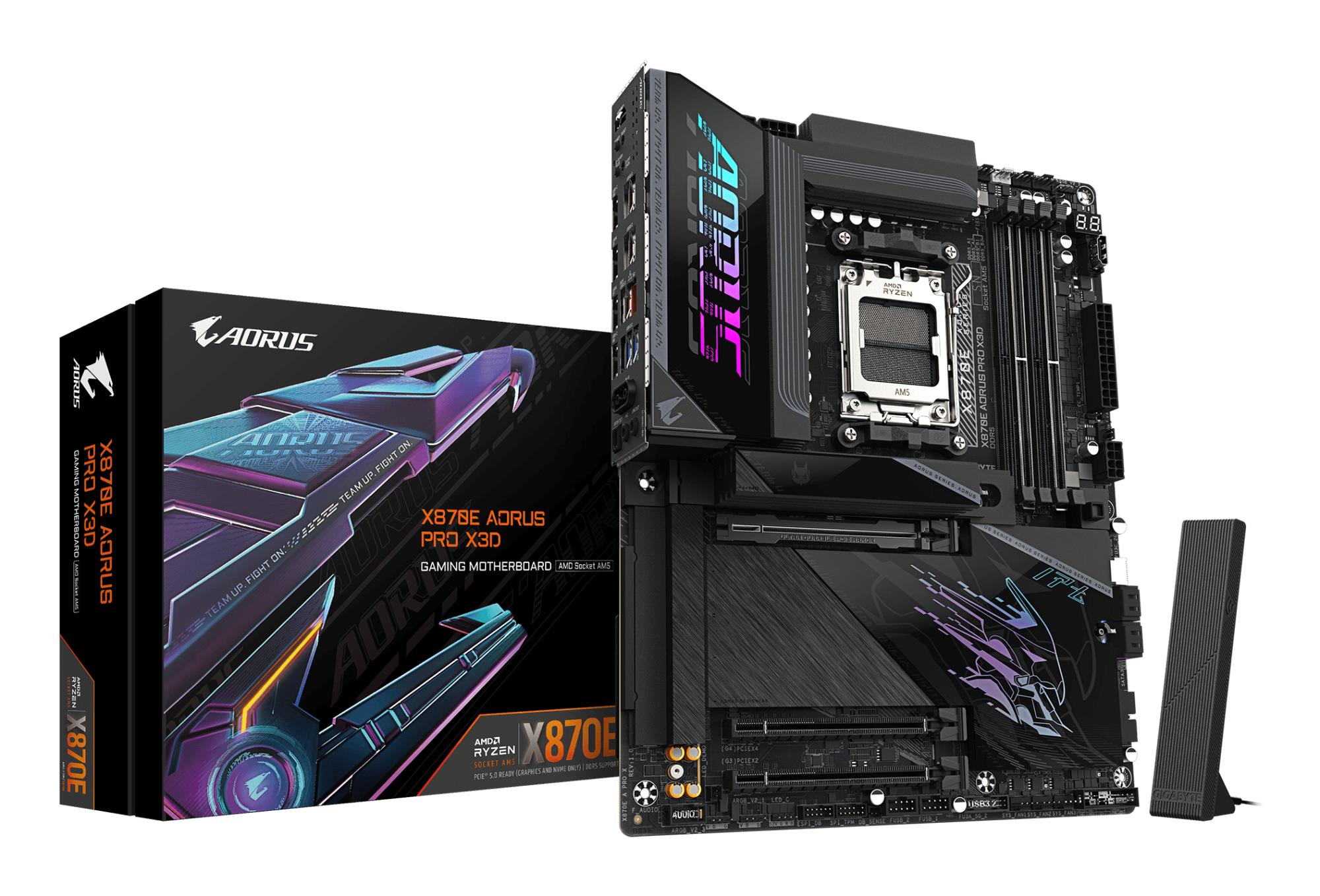 Pagrindinė plokštė GIGABYTE AMD X870E AM5 ATX DDR5 4 lizdai Wi-Fi Bluetooth 4xM.2