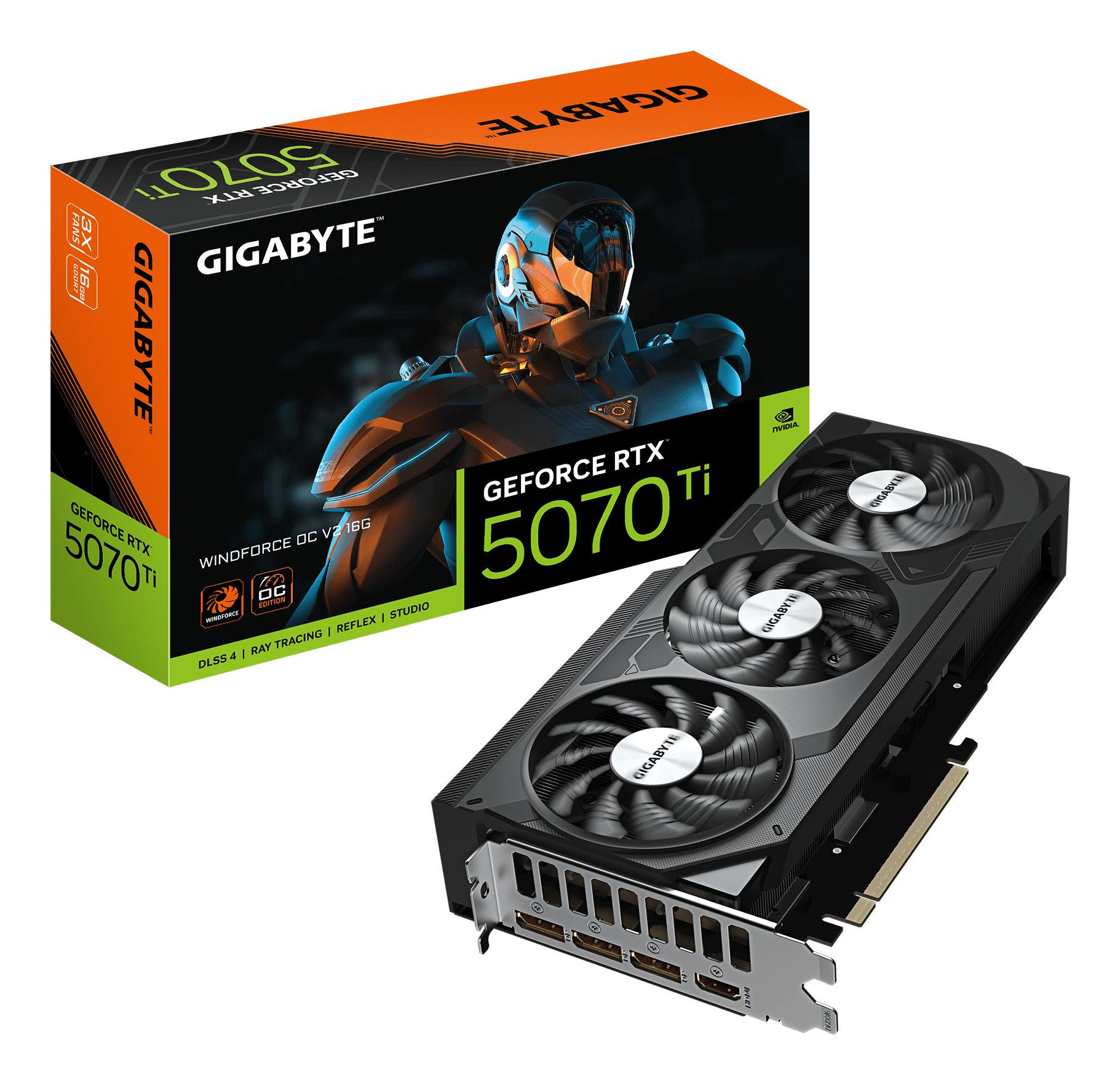Gigabyte RTX 5070 Ti Windforce OC vaizdo plokštė 16GB GDDR7 256bit PCIe 5.0