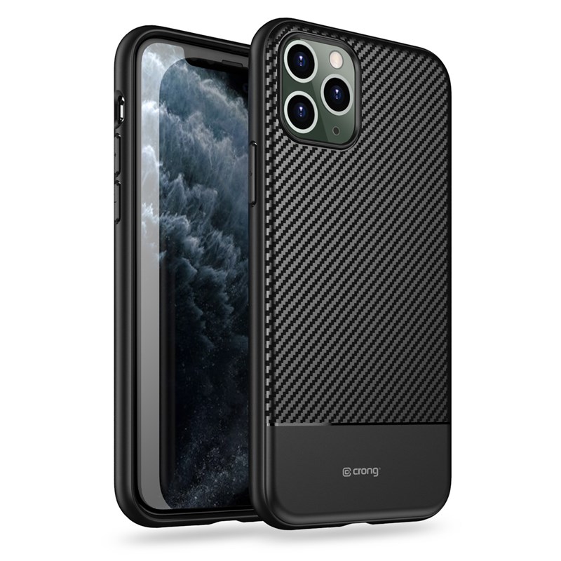 Crong Prestige Carbon Cover - iPhone 11 Pro dėklas (juodas)