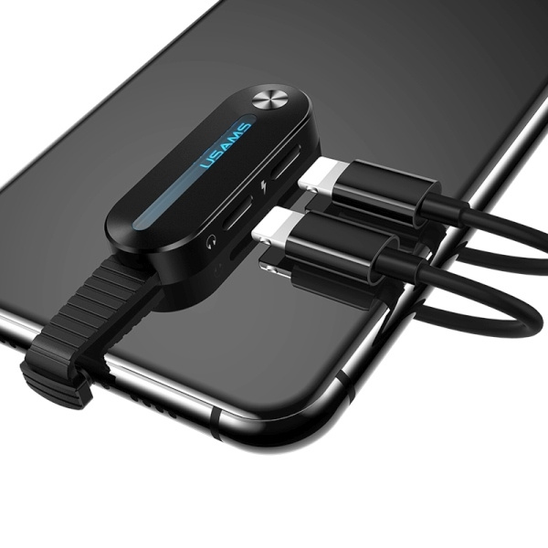 USAMS Adapteris AU10 2W1 2X LIGTNING LED juodas