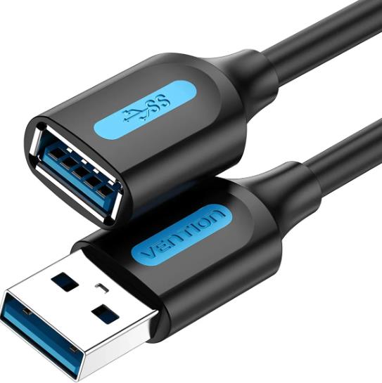 USB 3.0 laidas vyras-moteris 3m juodas Vention