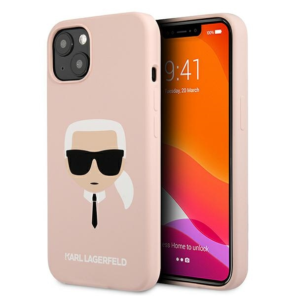 KARL LAGERFELD KLHCP13SSLKHLP IPHONE 13 MINI 5.4 "šviesiai rožinis/šviesiai rožinis dėklas silikoninis KARL`S HEAD