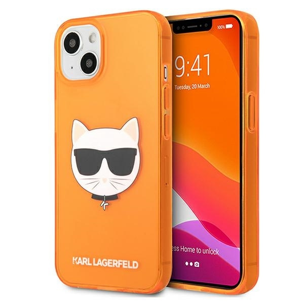 KARL LAGERFELD KLHCP13SCHTRO IPHONE 13 MINI 5.4 "oranžinis/oranžinis dėklas GLITTER CHOUPETTE FLUO