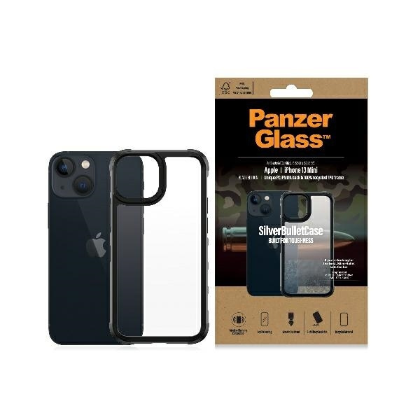 PanzerGlass ClearCase iPhone 13 Mini 5.4" juodas Antibacterial Military grade SilverBullet 0318