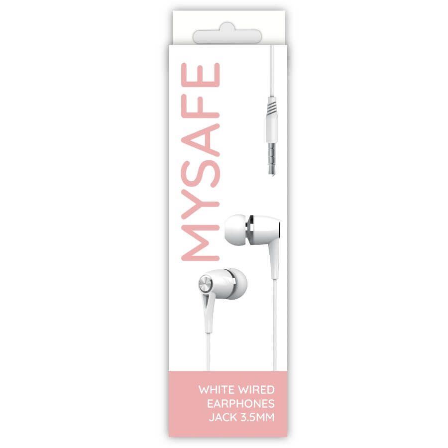 MYSAFE Laidinės ausinės EAR35 JACK 3.5MM baltas