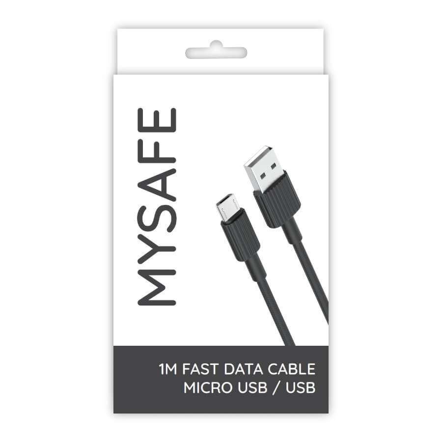 MYSAFE NB Laidas P156 MICRO USB 1M juodas