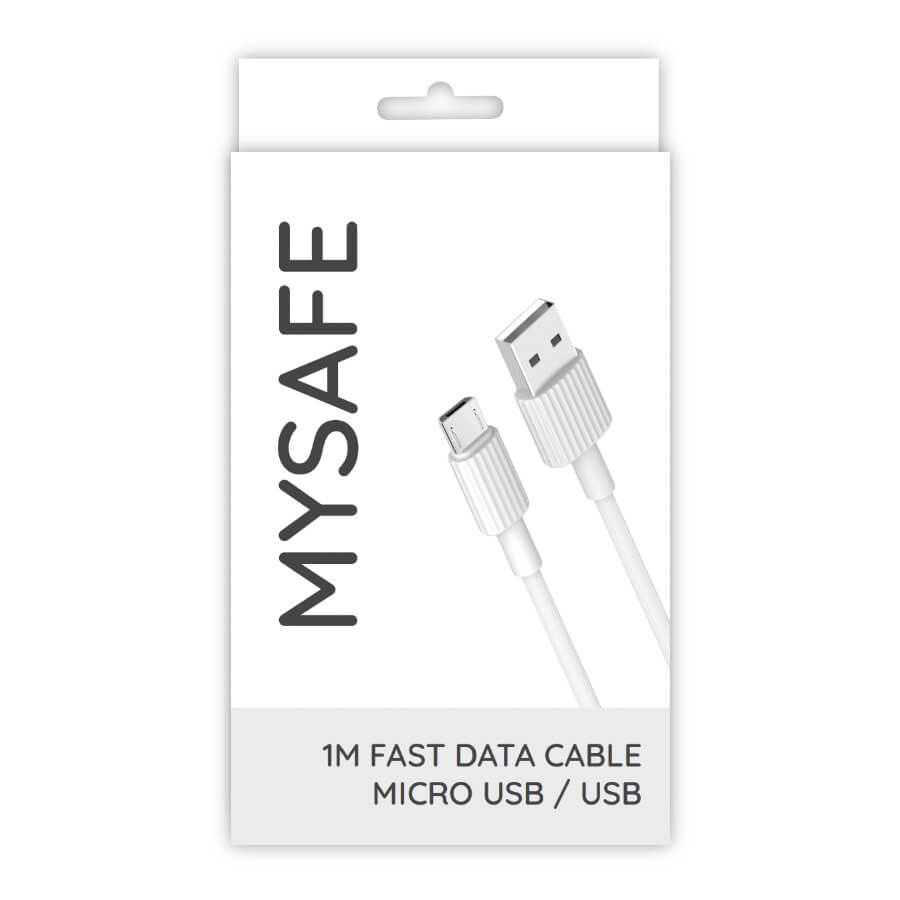 MYSAFE NB Laidas P156 MICRO USB 1M baltas