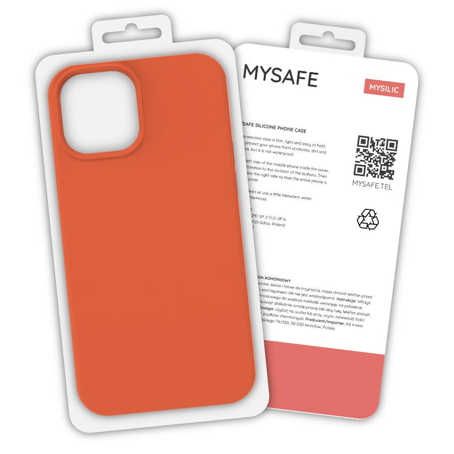 MYSAFE silikoninis Dėklas IPHONE 13 MINI oranžinis BOX
