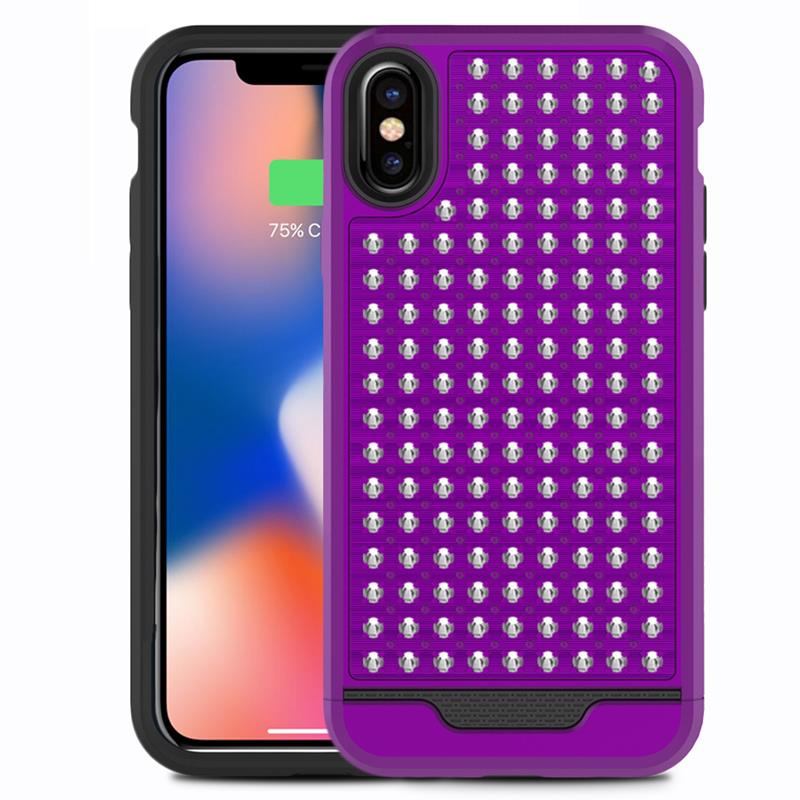 Zizo Star Diamond Hybrid Cover iPhone X (violetinis/juodas)