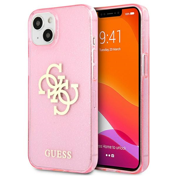 Guess GUHCP13SPCUGL4GPI iPhone 13 mini 5,4" rožinis/rožinis hard dėklas Glitter 4G Big Logo
